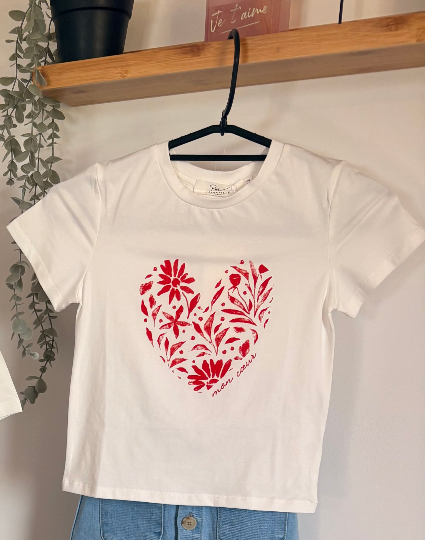 T-shirt blanc « cœur » enfant