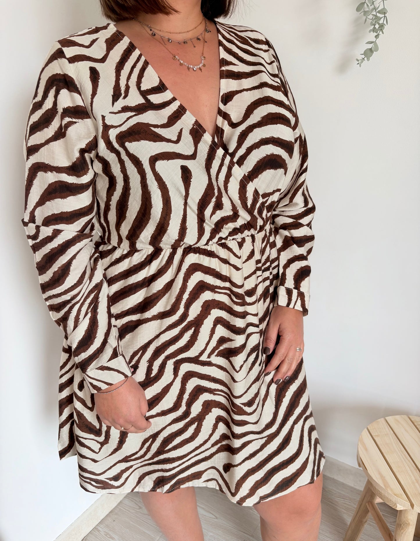 Robe courte fluide zebré - Grande taille - Coralie