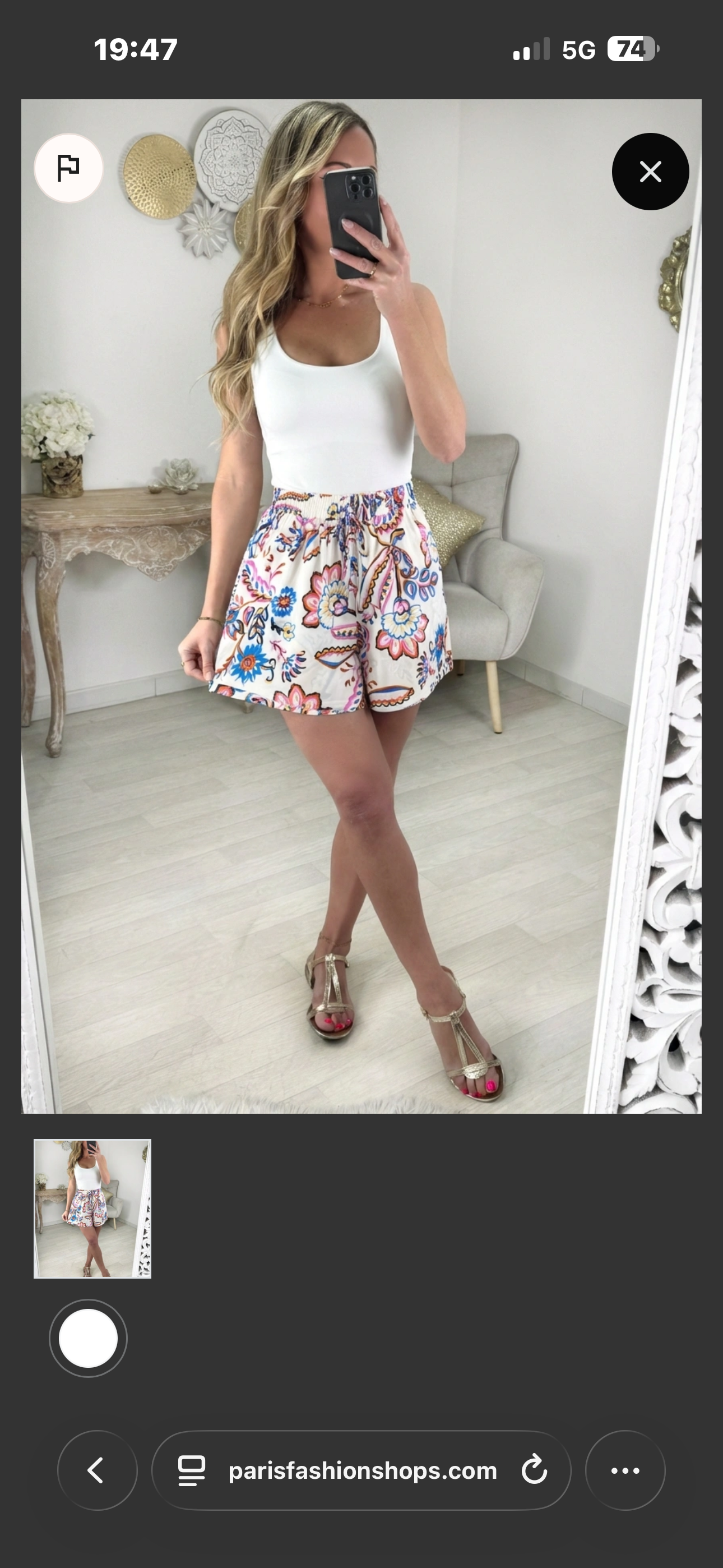 Short taille magique - blanc fleurie