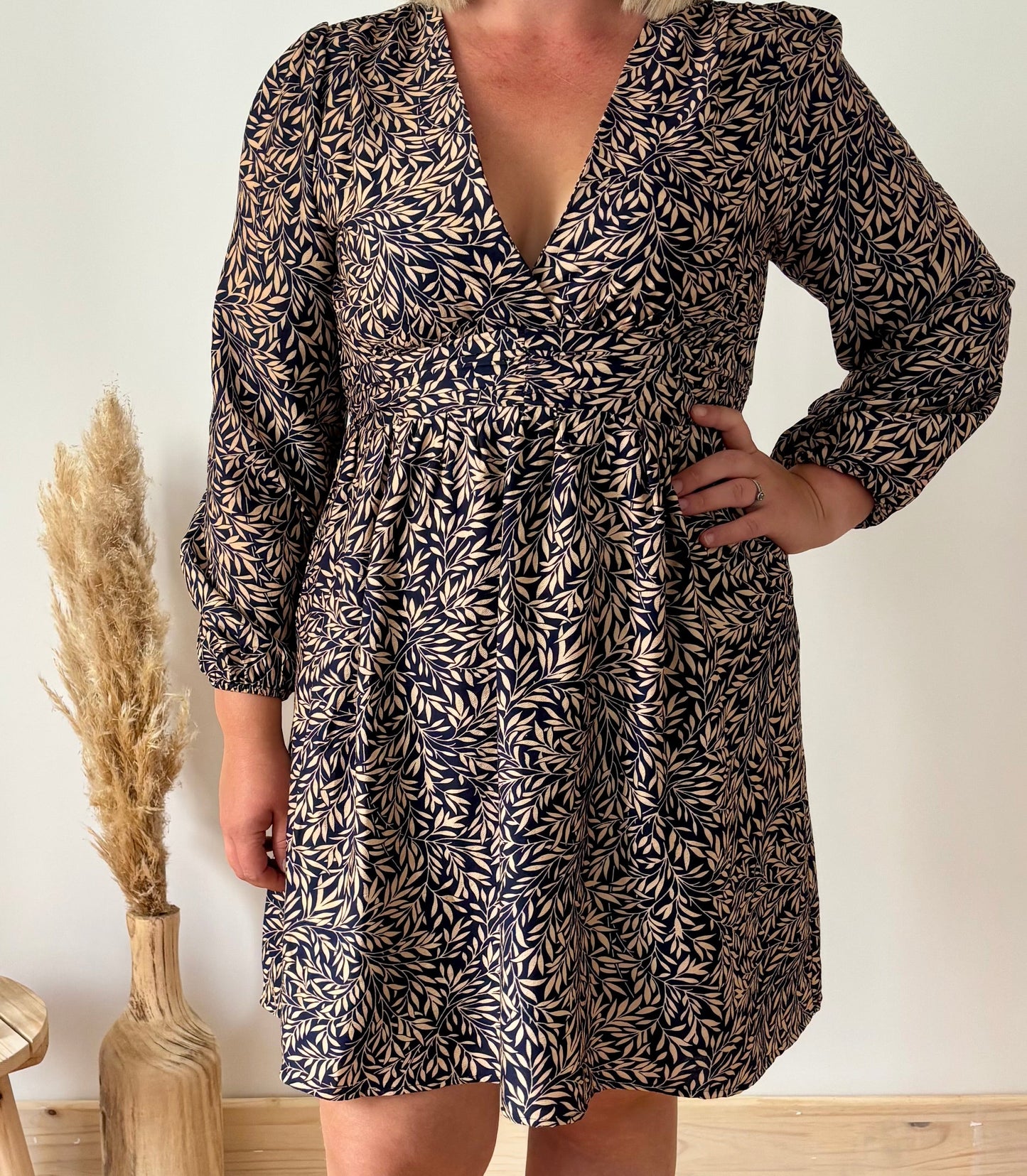 Robe courte - bleu à motifs - Julie