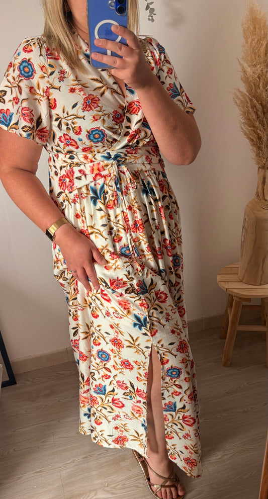 Robe longue fleurie - coupe empire