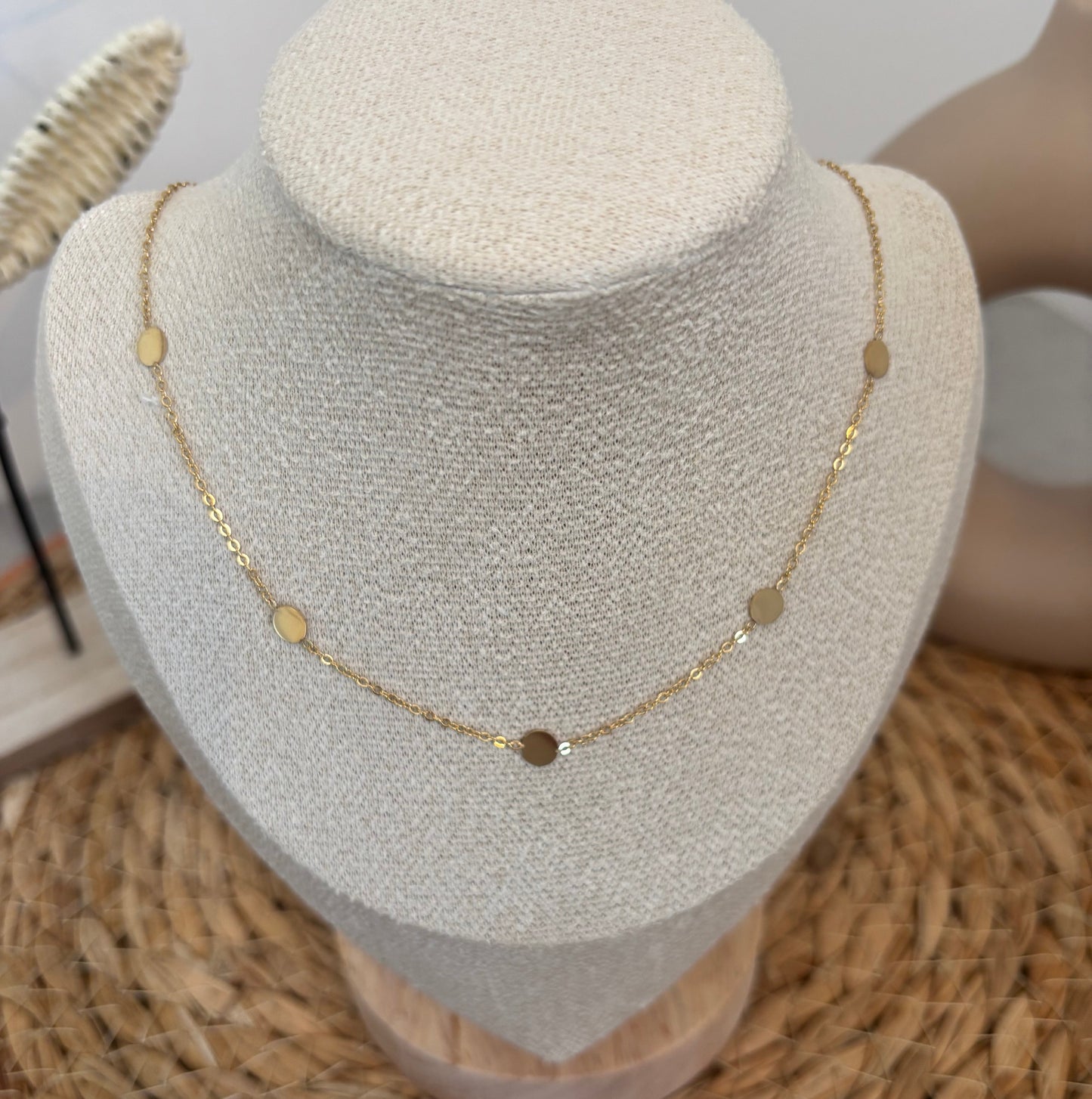 Collier détails pastilles - acier inoxydable