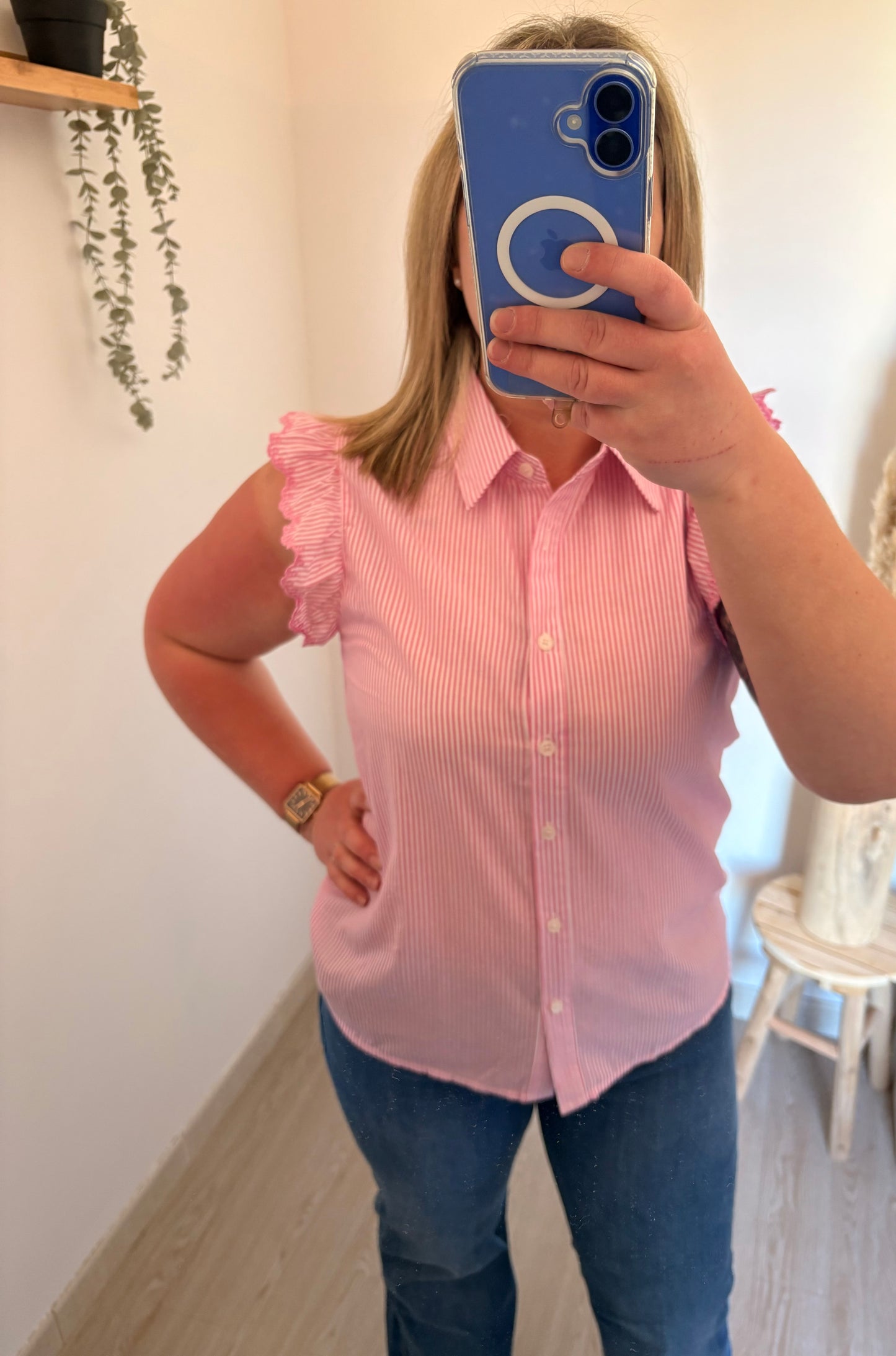 Blouse rayée rose