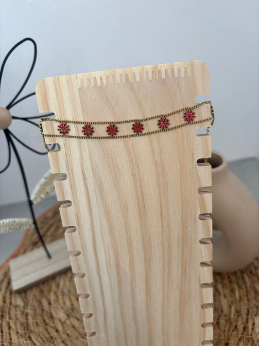 Bracelet fleurs rouge