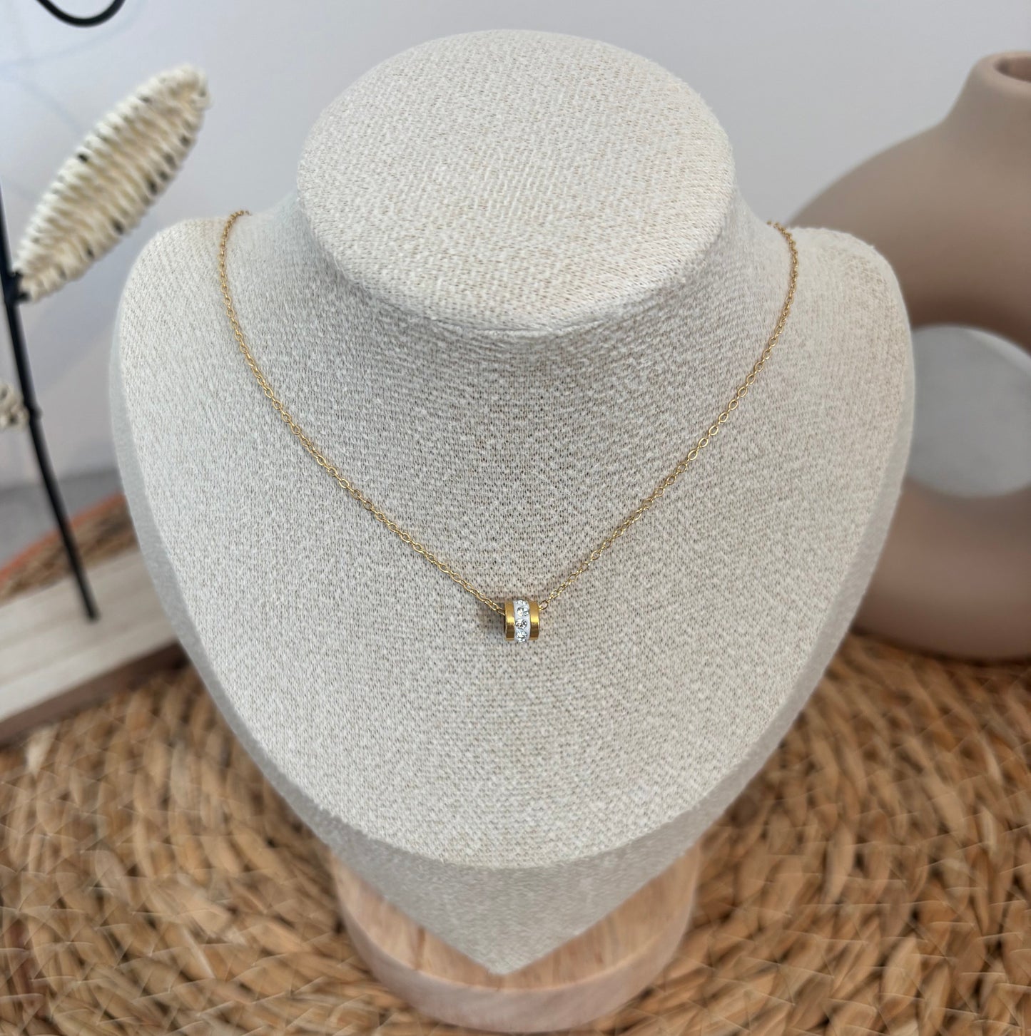 Collier perle brillant - acier inoxydable