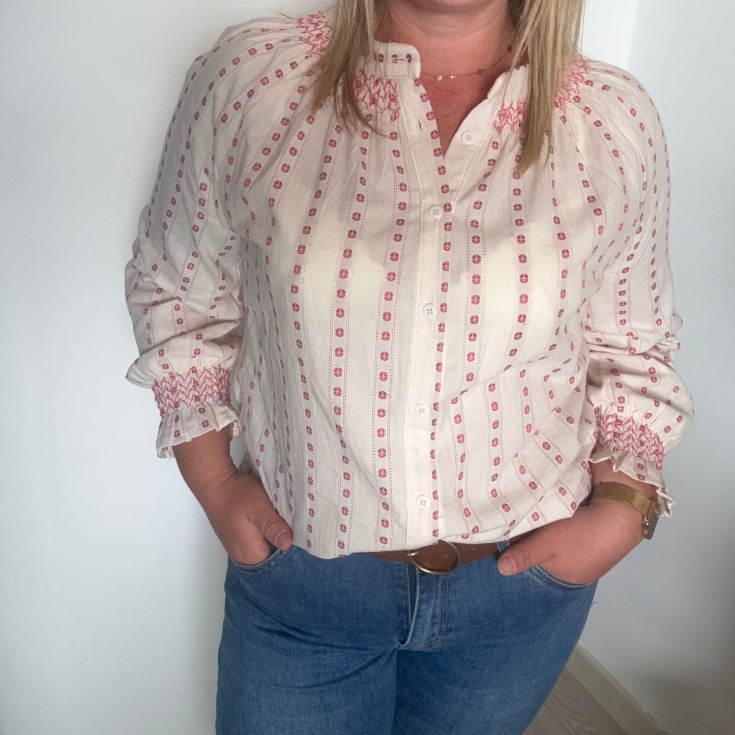 Blouse écrue brodée