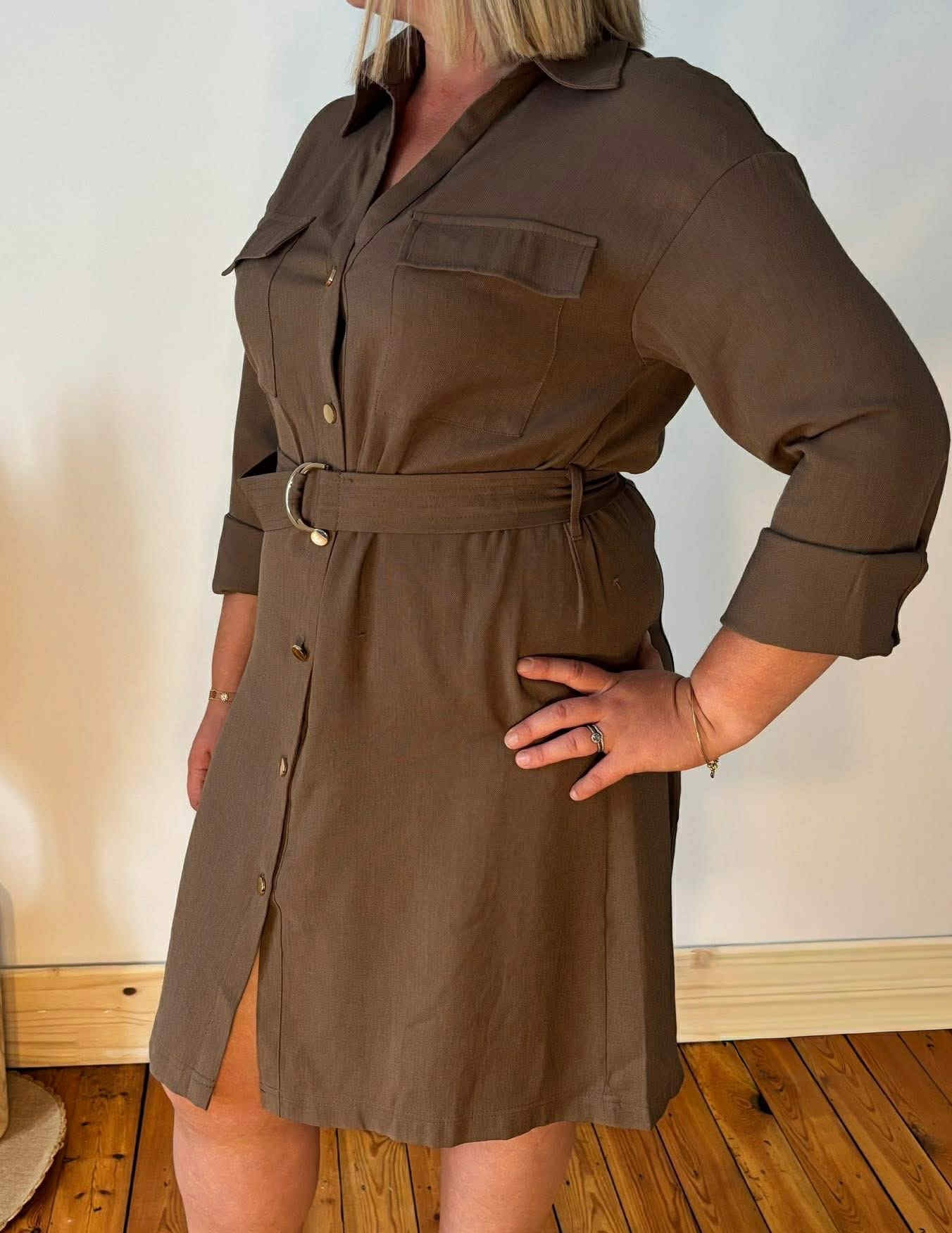 Robe chemise courte - kaki - Sophie