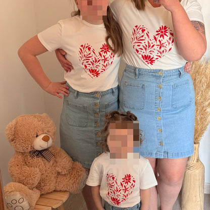 T-shirt blanc « cœur » enfant