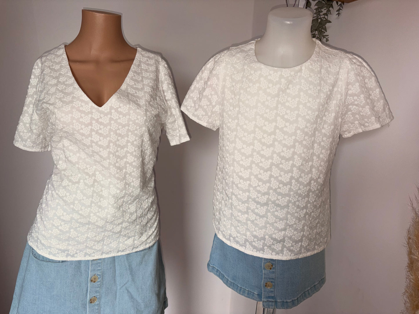 T-shirt blanc fille - Broderie florale