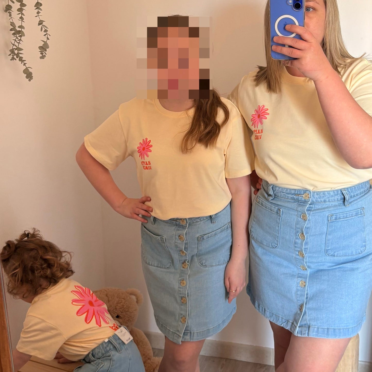 T-shirt oversize jaune happy vibes - enfant