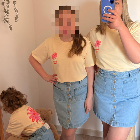 T-shirt oversize jaune happy vibes - enfant