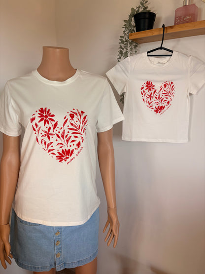 T-shirt blanc « cœur » - Femme