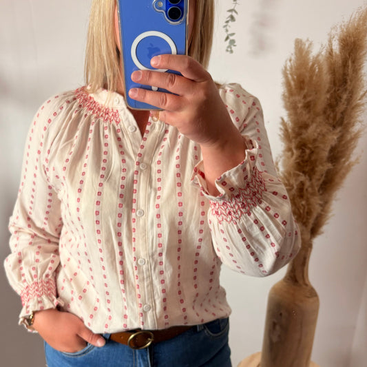Blouse écrue brodée
