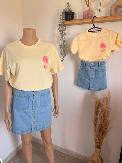 T-shirt oversize jaune happy vibes - enfant