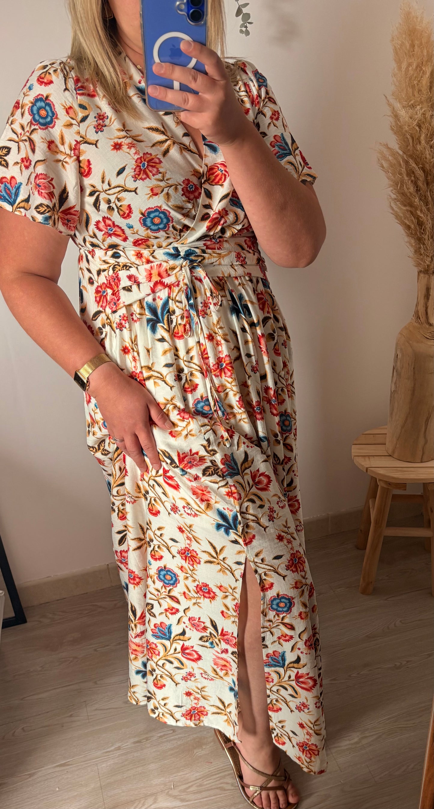 Robe longue fleurie - coupe empire