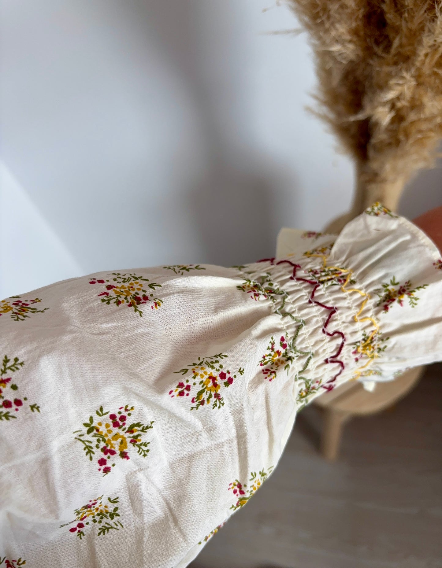 Blouse jaune pale imprimée fleurs