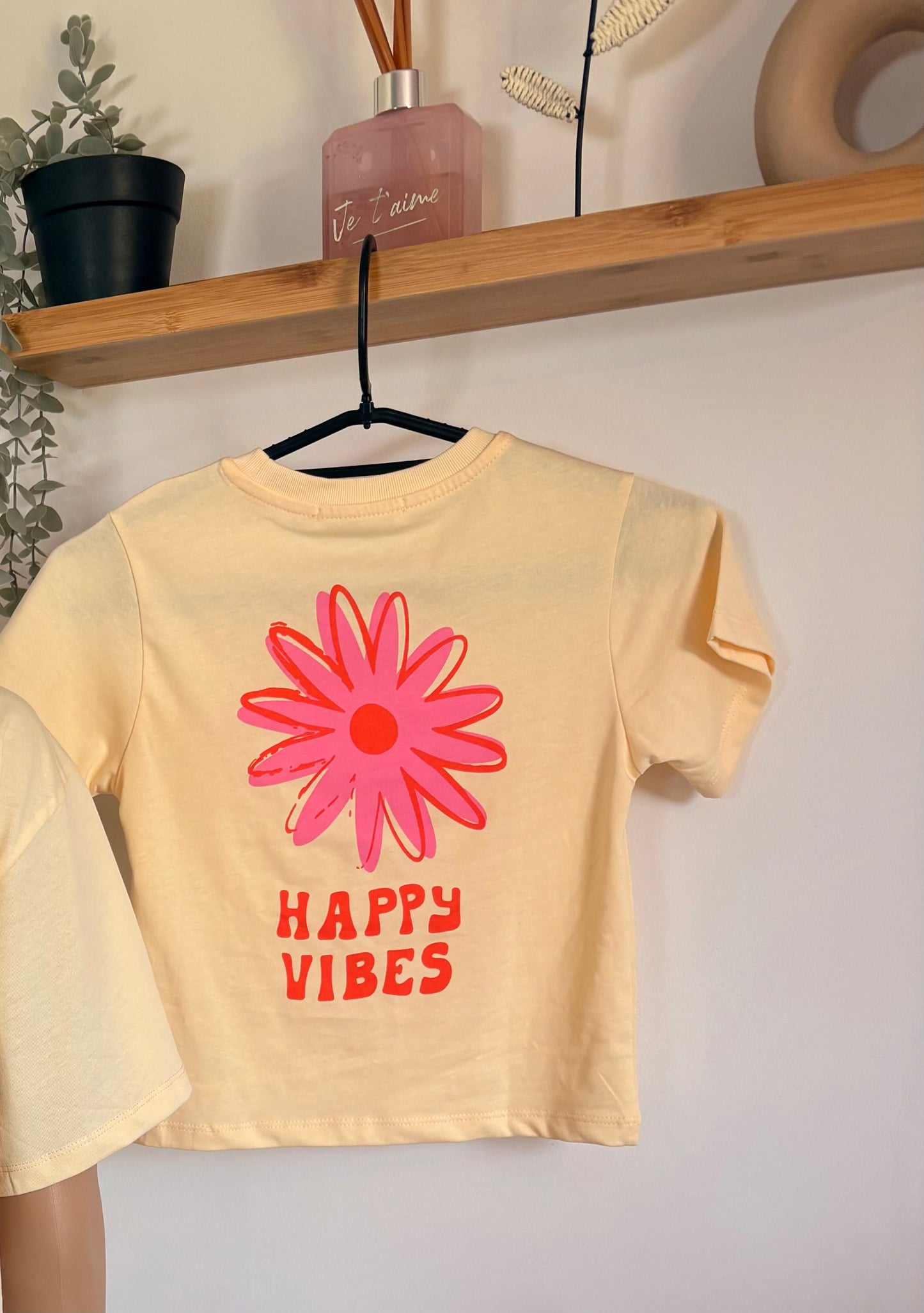 T-shirt oversize jaune happy vibes - enfant
