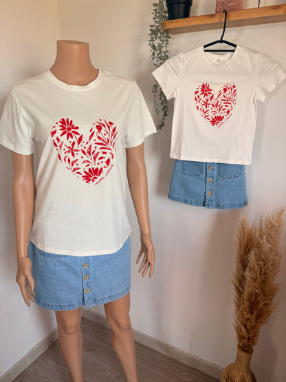 T-shirt blanc « cœur » enfant