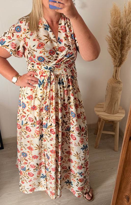 Robe longue fleurie - coupe empire