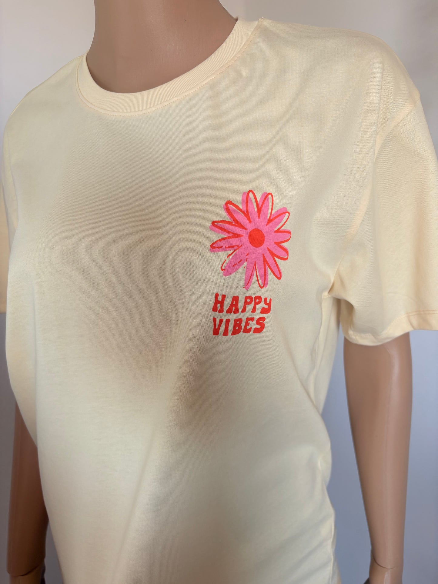 T-shirt oversize jaune « happy vibes » - femme