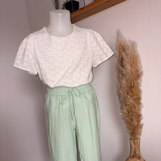 T-shirt blanc fille - Broderie florale