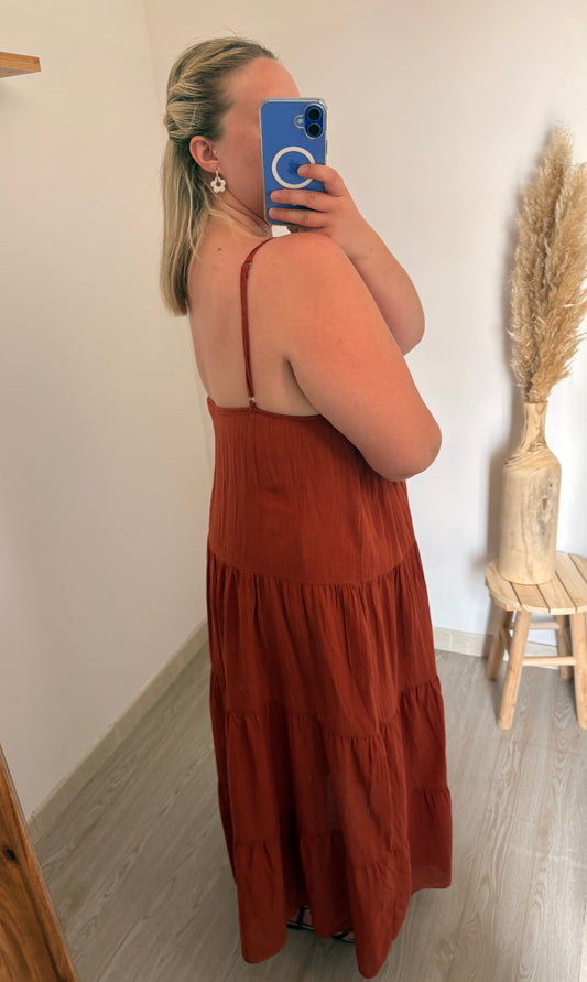 Robe longues à bretelles - Terracotta