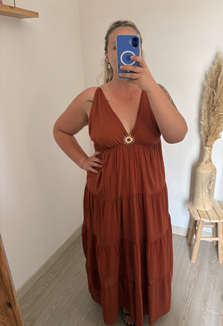 Robe longues à bretelles - Terracotta